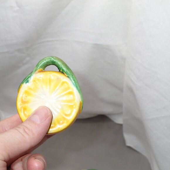 Vintage 1960's Small Lemons Porcelain Salt and Pepper Shakers Lemons Oranges - Picture 6 of 12